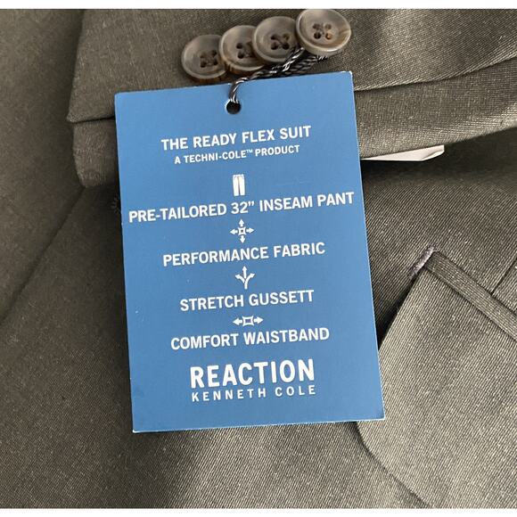 Kenneth Cole Reaction Men's 38 Regular Suit Jacket Flex Fabric Dark Grey NEW - Picture 8 of 9